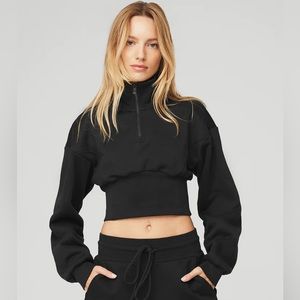 NWOT Alo Yoga Vixen Fleece 1/4 Zip Top Black Size XS